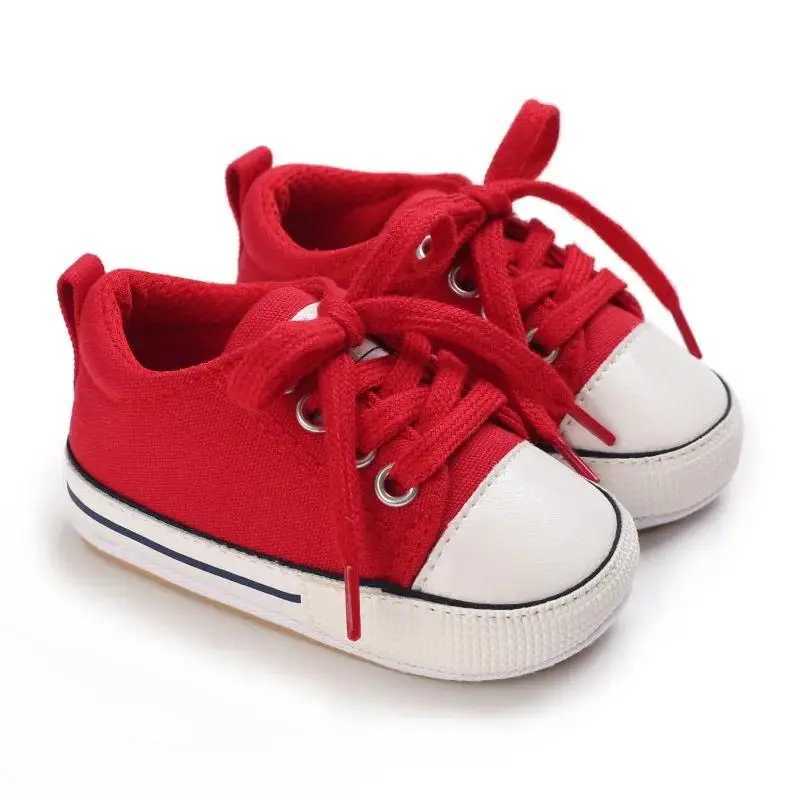 2023 New Baby Casual Shoes 4-color Lace-up Canvas Shoes for Boy Girl Rubber Sole Wear-resistant Non-slip Newborn Infant Sneakers X250129