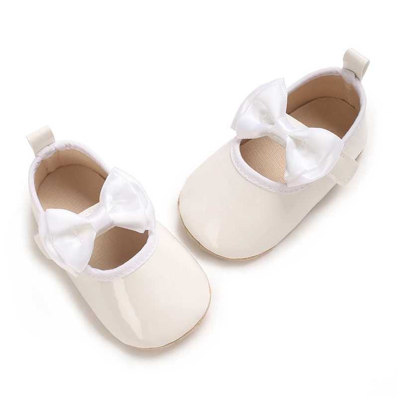 Cathery Baby Shoes Bowknot Rubber Sole Anti-slip PU Ballet Slippers Baby Girl Dress Shoes First Walker Toddler Crib Shoes X250129