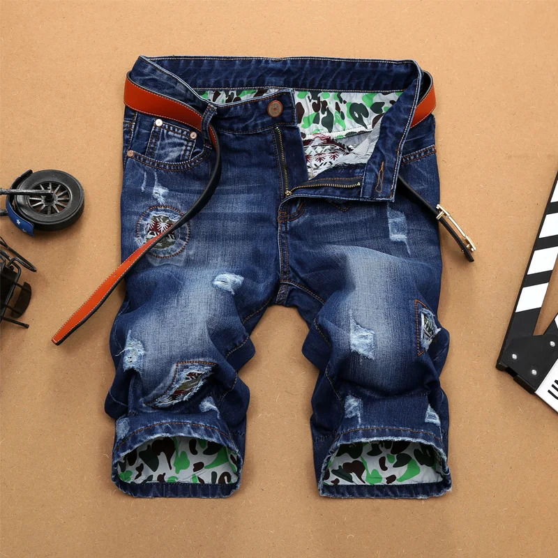 Fashion Mens Ripped Short Jeans Clothing Bermuda Summer 90% Cotton Shorts Breathable Denim Male Size 2838 241227