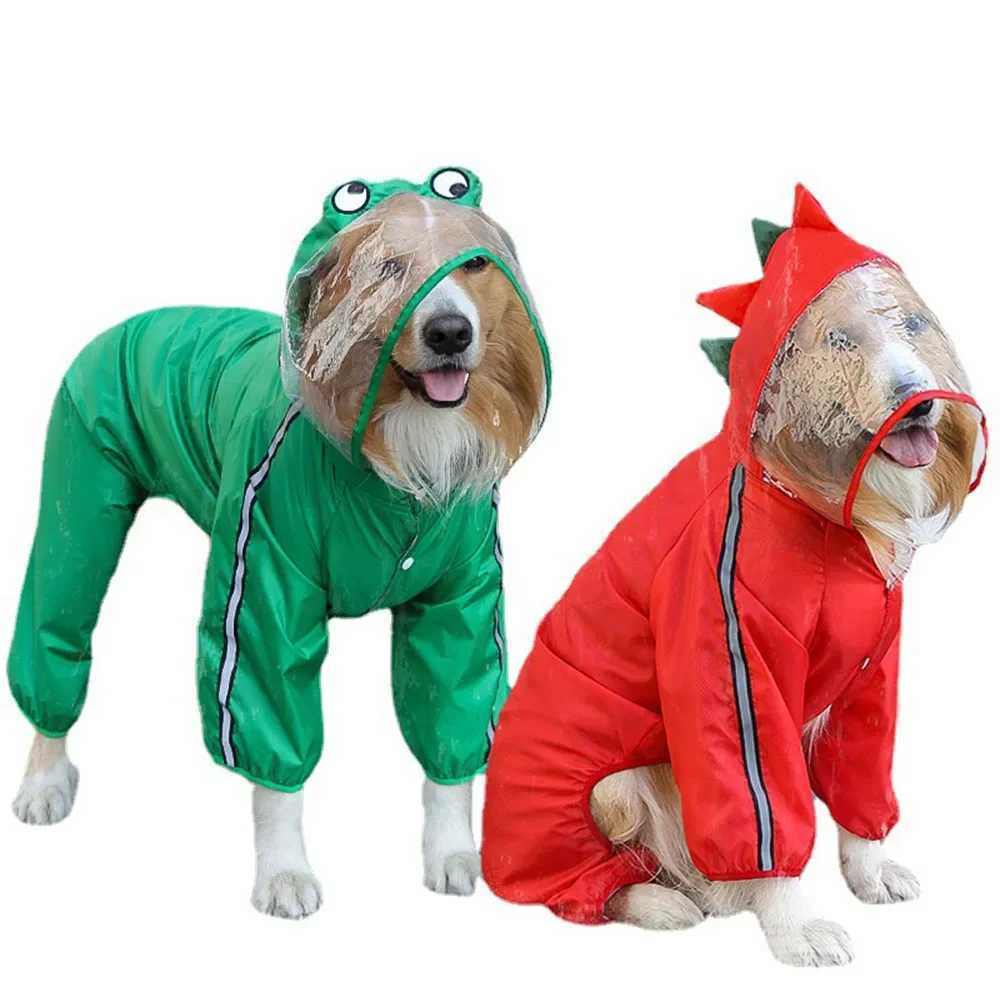 Breathable Big Dog Raincoat Waterproof Dog Rain Coat for Large Dogs Cute Dinosaur Frog Pet Rain Jacket 4 Legs Poncho with HoodXJ250121