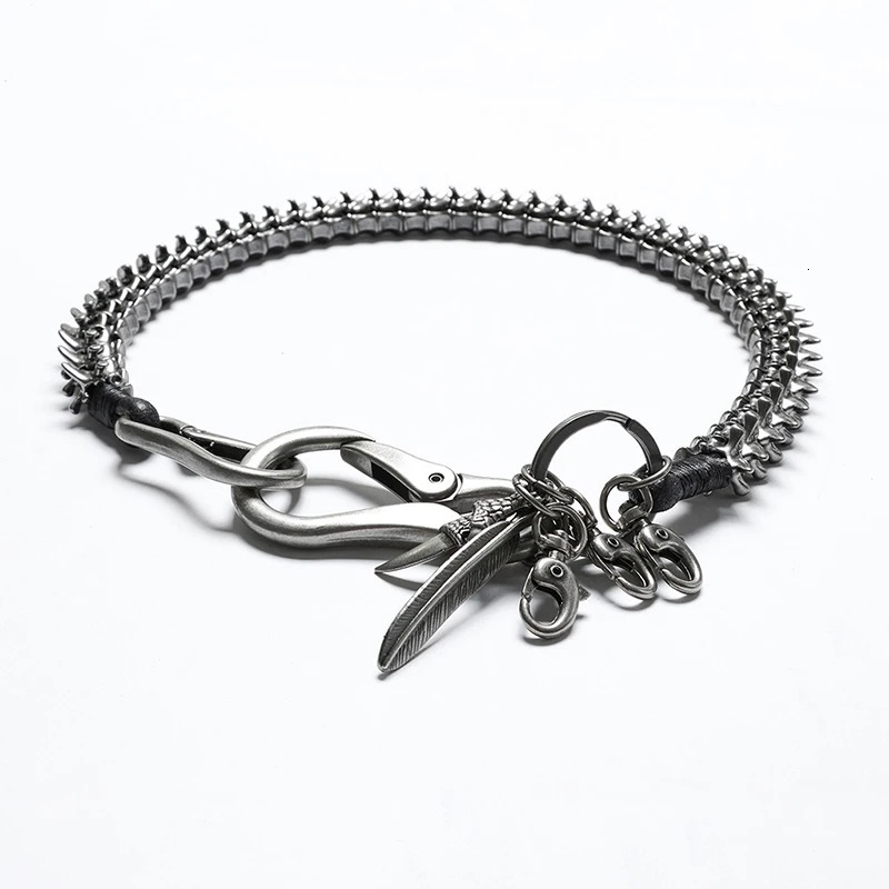 PUNK RAVE Mens Apocalypse Punk Simulated Spine Skeleton Waist Chain Personalized Retro Style Accessories Gifts for Men 250117
