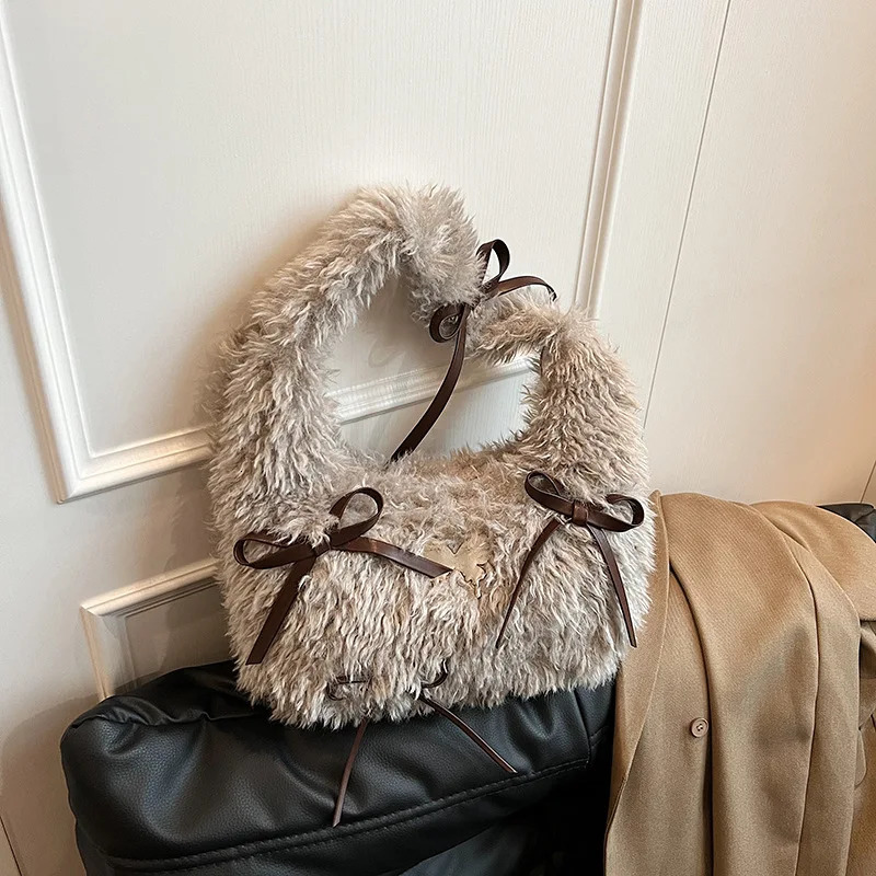 Fashionable Womens Handbag Womens Crossbody Bag Fluffy And Soft Plush Warmth Winter Casual Shoulder Bag 250122