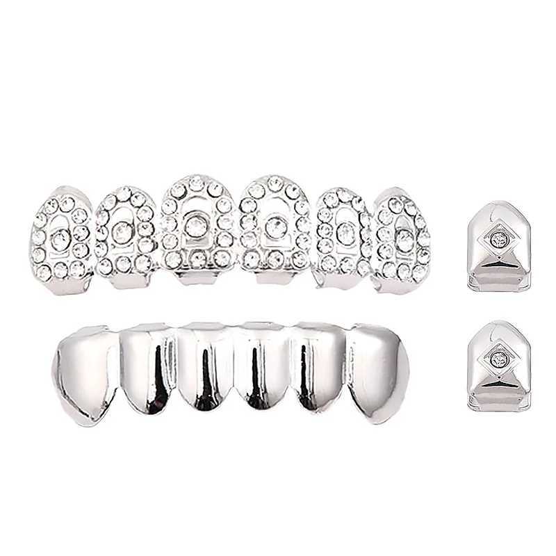 Hot 18K Zircon Gold-Plated Hip-Hop Teeth Vampire Fangs Tiger Tooth Metal Halloween Denture Teeth Decoration Popular JewelryXJ250114