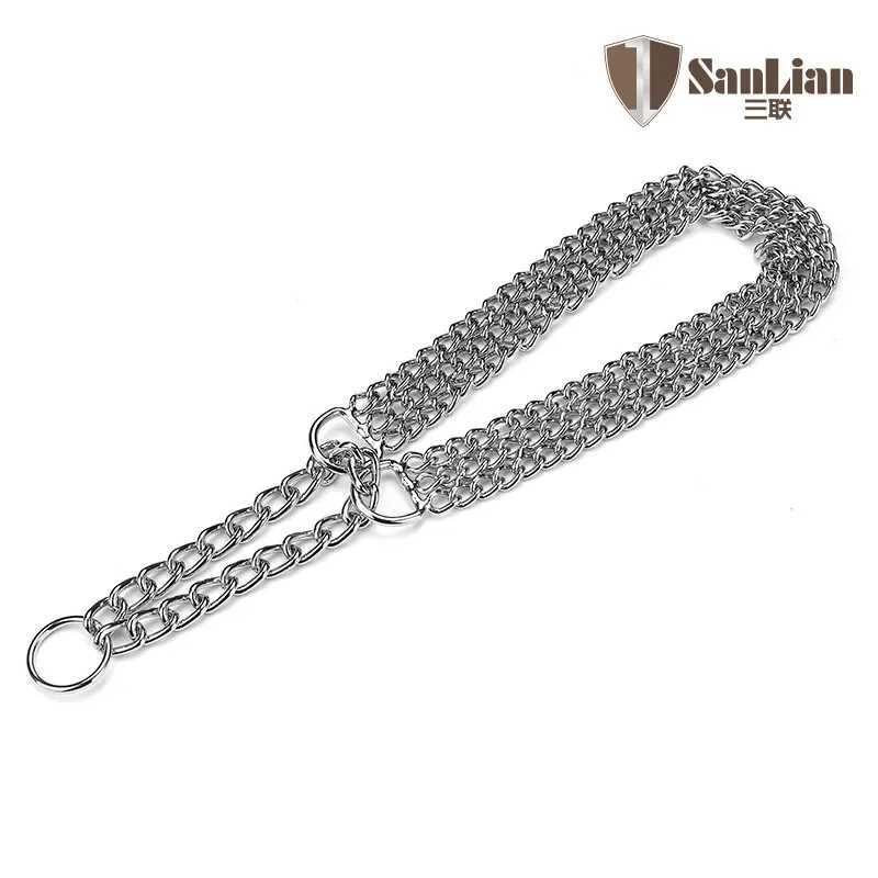 Three row chain dog collar Training dog P chain Collars Adjustment pet Metal necklace stainless steel for Medium large big dogs X250129