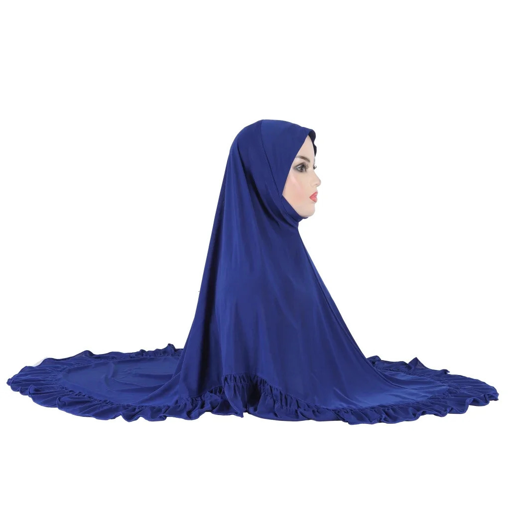 Arab Women Hijab Muslim Turban Islamic Khimar Fashion Ruffled Wear Directly Instant Hijab Solid Elastic Long Shawls 250121