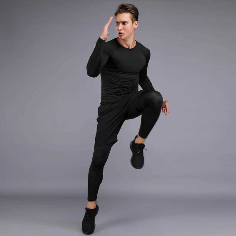 Mens Compression Sportswear Suits Gym Tights Training Breathable Clothes Workout Jogging Sports Set Running Rashguard Tracksuit X250129