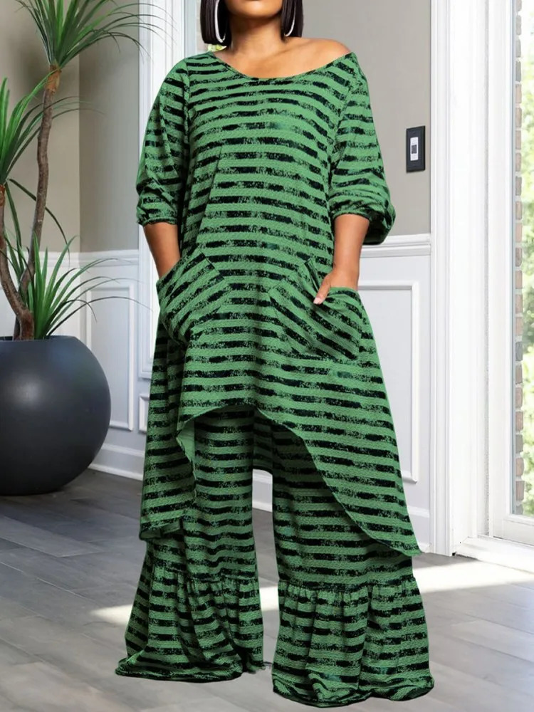 2 Piece Women Sets 2024 Arrival Plus Size Summer Matching Print Two Pieces Top Pants Suits Outfits Clothing 250122