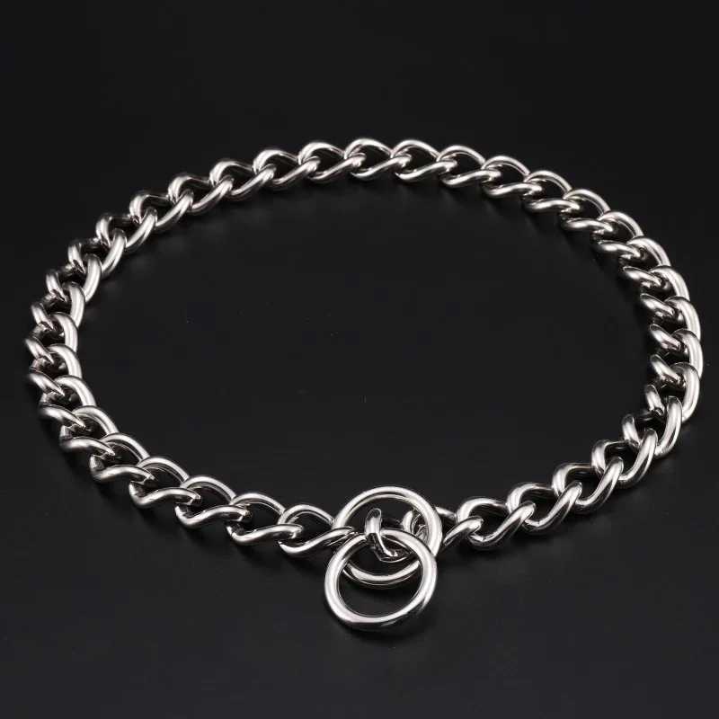 Metal Stainless Chain Dog Collar Silver Cuban Link Dog Slip Chain Choke Collar Steel Strong Slip Dog Collars for Pet X250129
