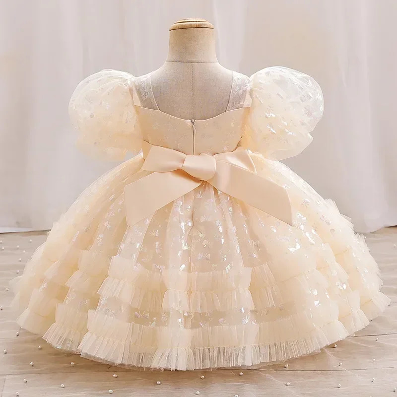 Summer Party Dress for Kids Girl Mesh Lace Short Sleeve Girl Evening Gown Fashion Children Girls Dresses 1-6 Years 250115