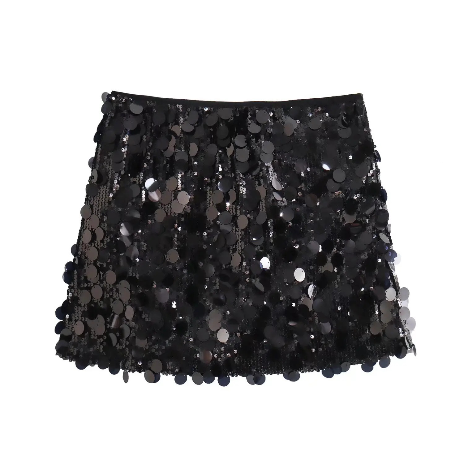 TRAF 2024 Sequin Mini Skirt Women High Waist Skirts for Woman Fashion Summer Womens Streetwear Glitter Short 250121