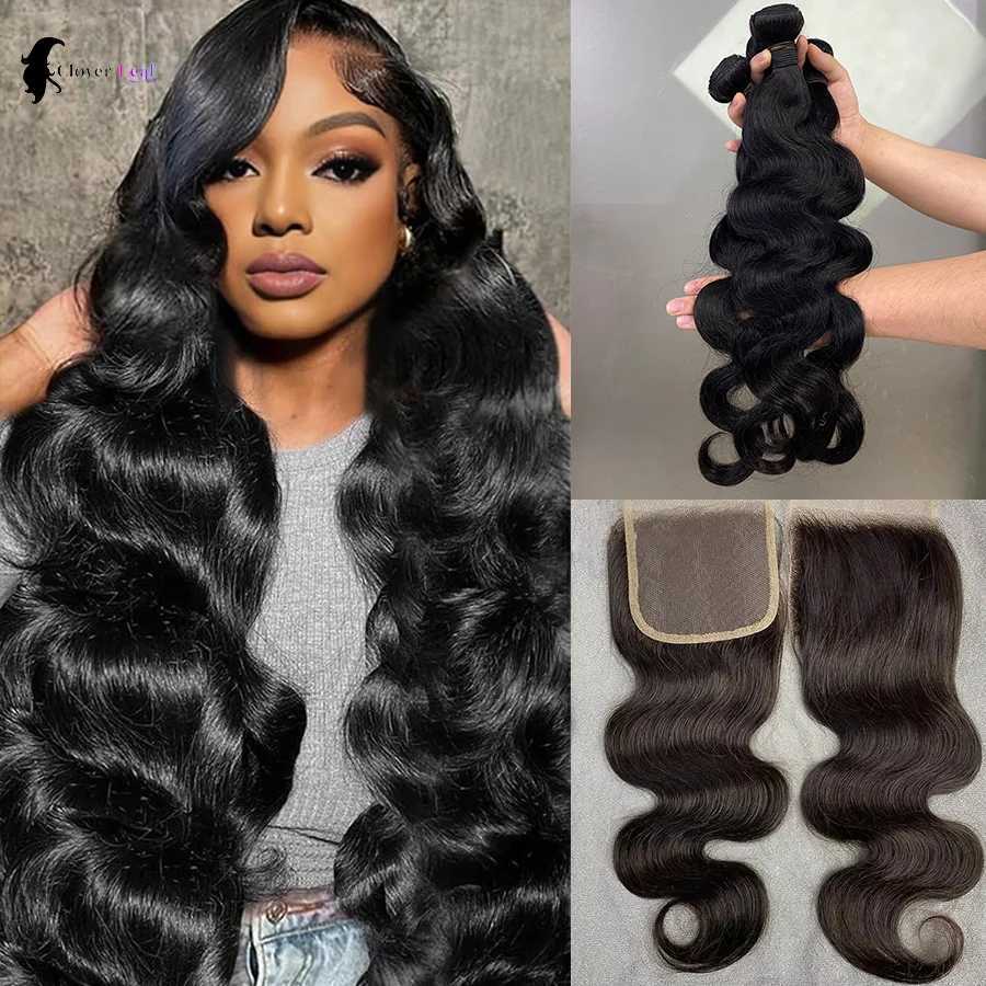 10-40 inch 5 x 5 Lace Clo Body Wave Frontal 3 Bundles With Closuse Only Brazilian Middle Part Human Hair 100% Remy HairXJ250120