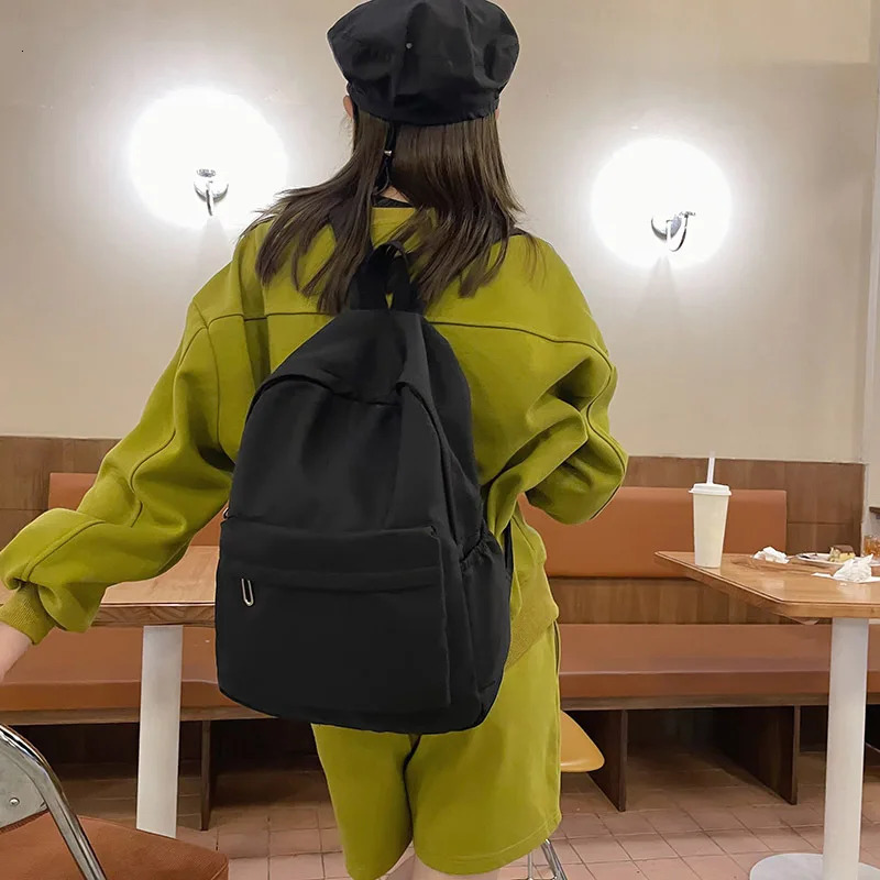 Women Schoolbag Waterproof Large Capacity School Backpack Smooth Zipper Solid Teens Girl Casual Daypack Bag Student Supply 250121
