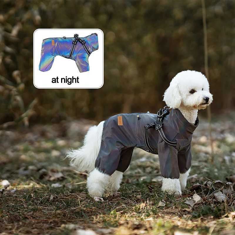 Dog Raincoat with Harness Waterproof Pet Jumpsuit for Small Medium Dogs Adjustable Reflective Puppy Rain Coat Chihuahua RainwearXJ250121