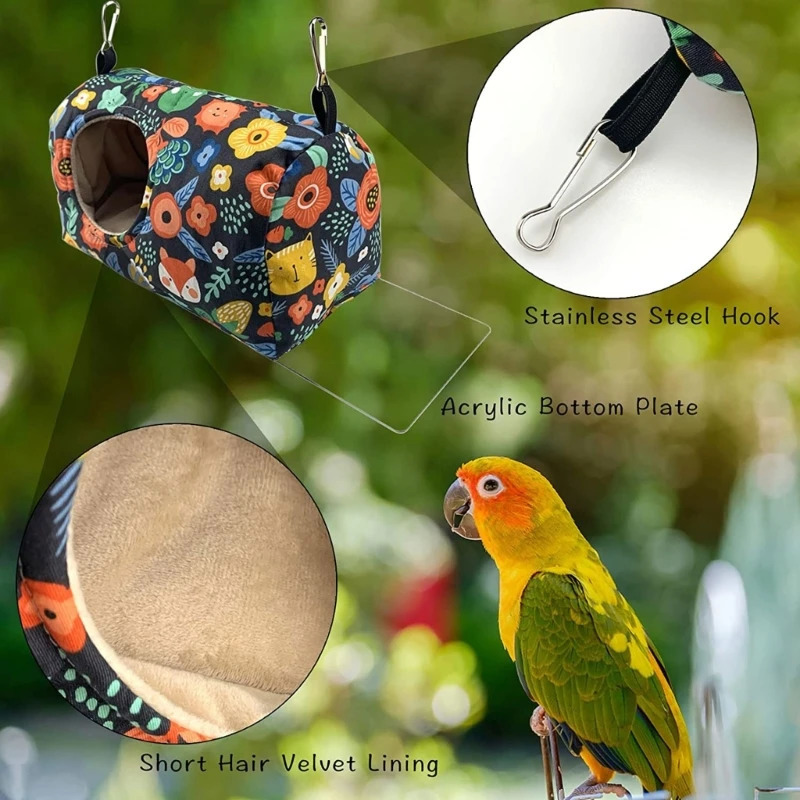 Bird Warm Nest Hanging Hammock House Winter Plush Tent Hideaway Sleeping Bed for Finches Canaries Easy Hangs for Cage 250121