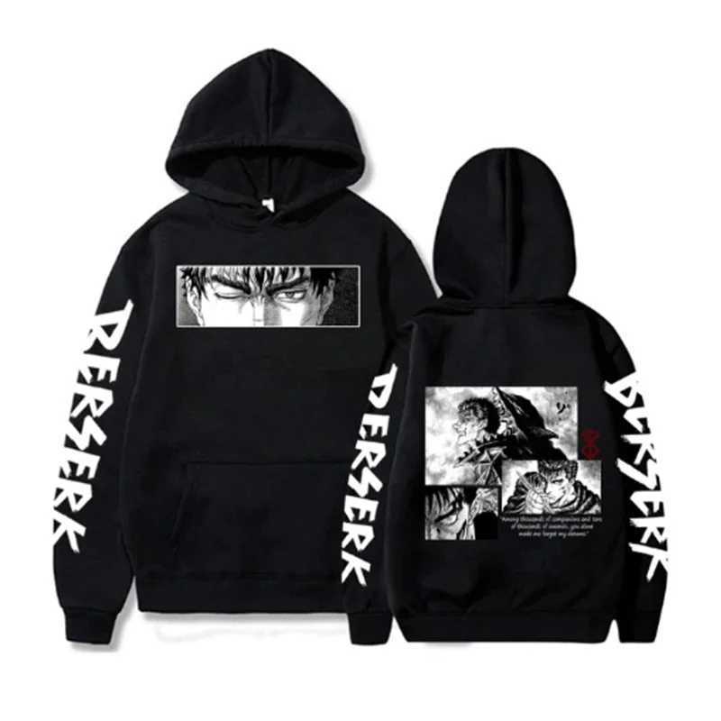 Berserk Guts Manga Men Women Hoodies Autumn Winter Long Sleeves Fleece Warm Sweatshirts Casual Oversized Hooded StreetwearXJ2500118