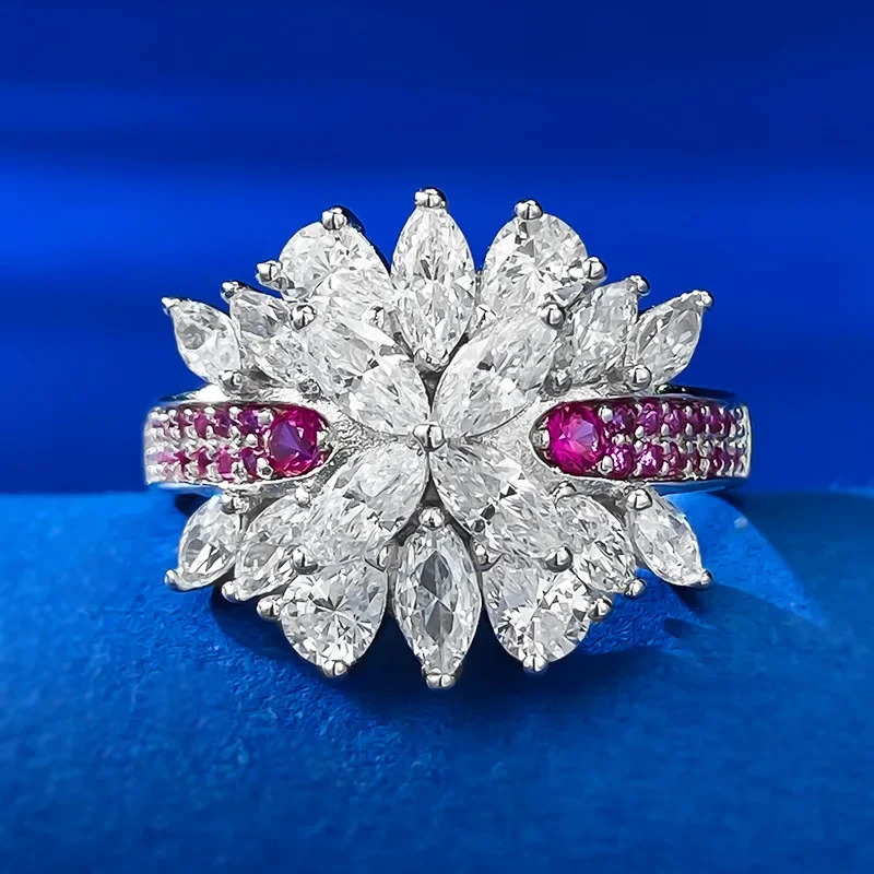 SpringLady 925 Silver Rainbow Bridge Brocade Cluster Diamond Ring Womens High Carbon Diamond Personalized Fashion Ring 250121