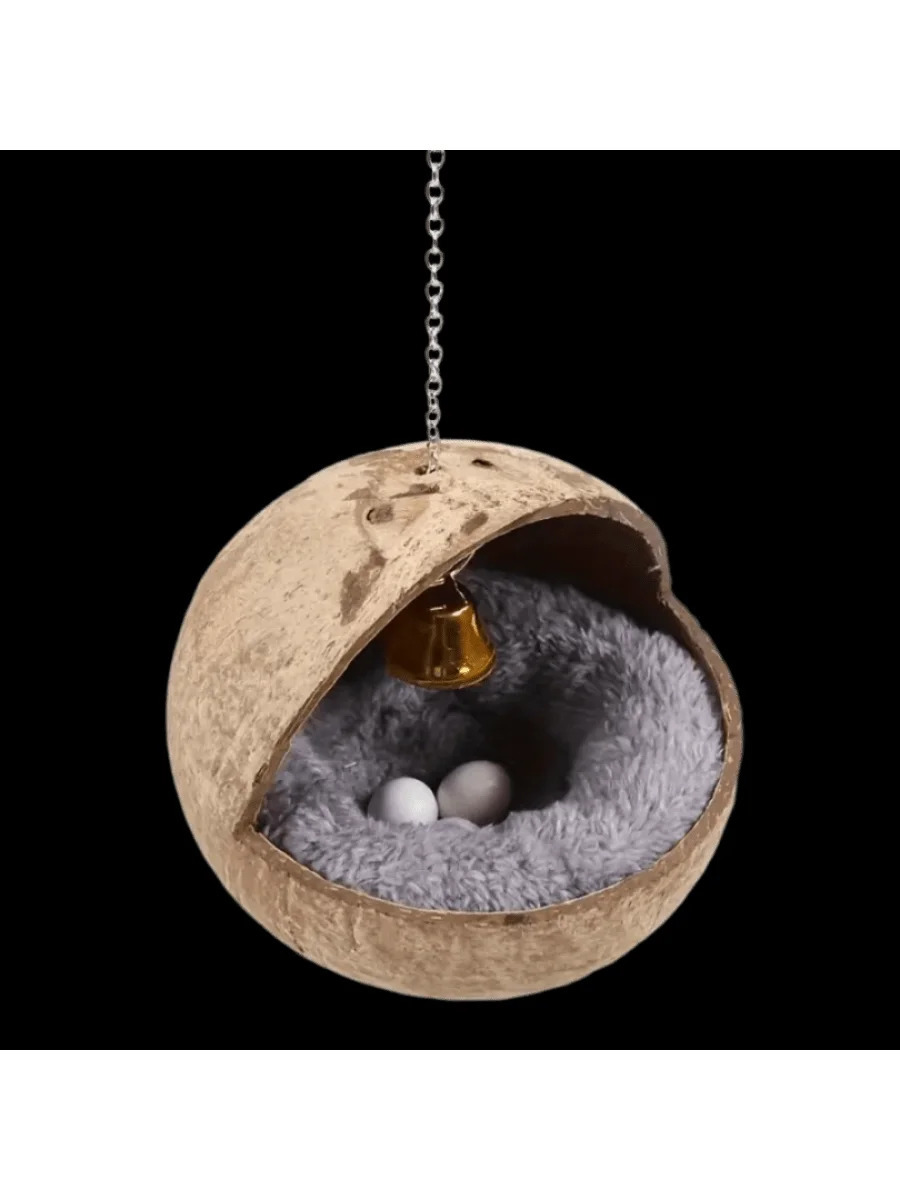 Natural Coconut Shell Birds Nest Parrots Nest Parrots Breeding Swing Hammock Hanging Ring Parrot Toy Suspension Bridge 250121