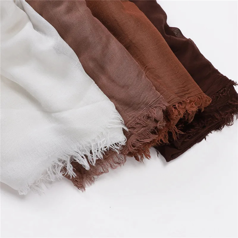 Big Size Plain Fringe 100% Cotton Viscose Hijab Scarf High Quality Wraps and Shawls Pashmina Musulman Headband Islamic Turban 250121