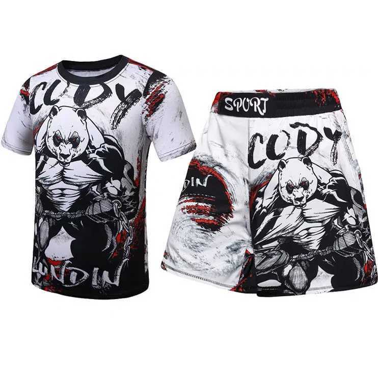 The New Hot MMA Boxing Short SLeeve Childrens Suit Sports Mens and Womens Suit Fighting Breathable Quick Dry Training Set X250129