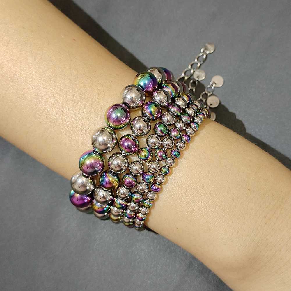1 Pcs Quality Metal Jewelry Unisex Stainless Steel Round Beads Chain Waterproof Accessories Bracelet Daily Life Leisure Gifts X250129