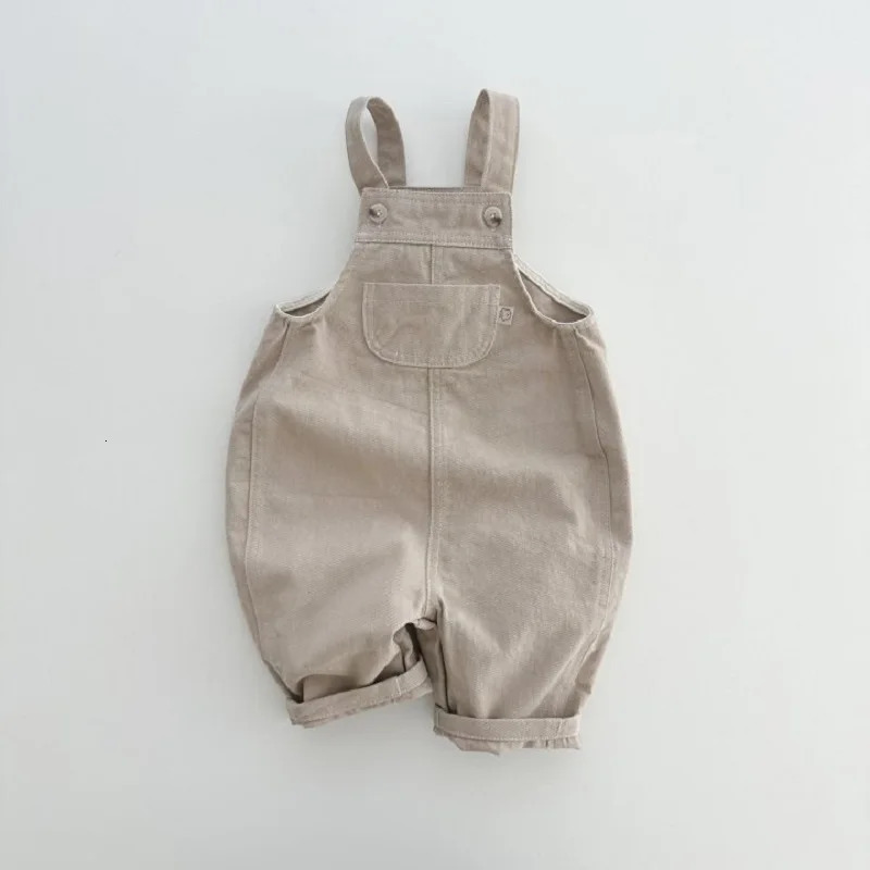 Childrens pants 06 year old thin mens suspender casual solid color breathable denim girls jumpsuit 250117
