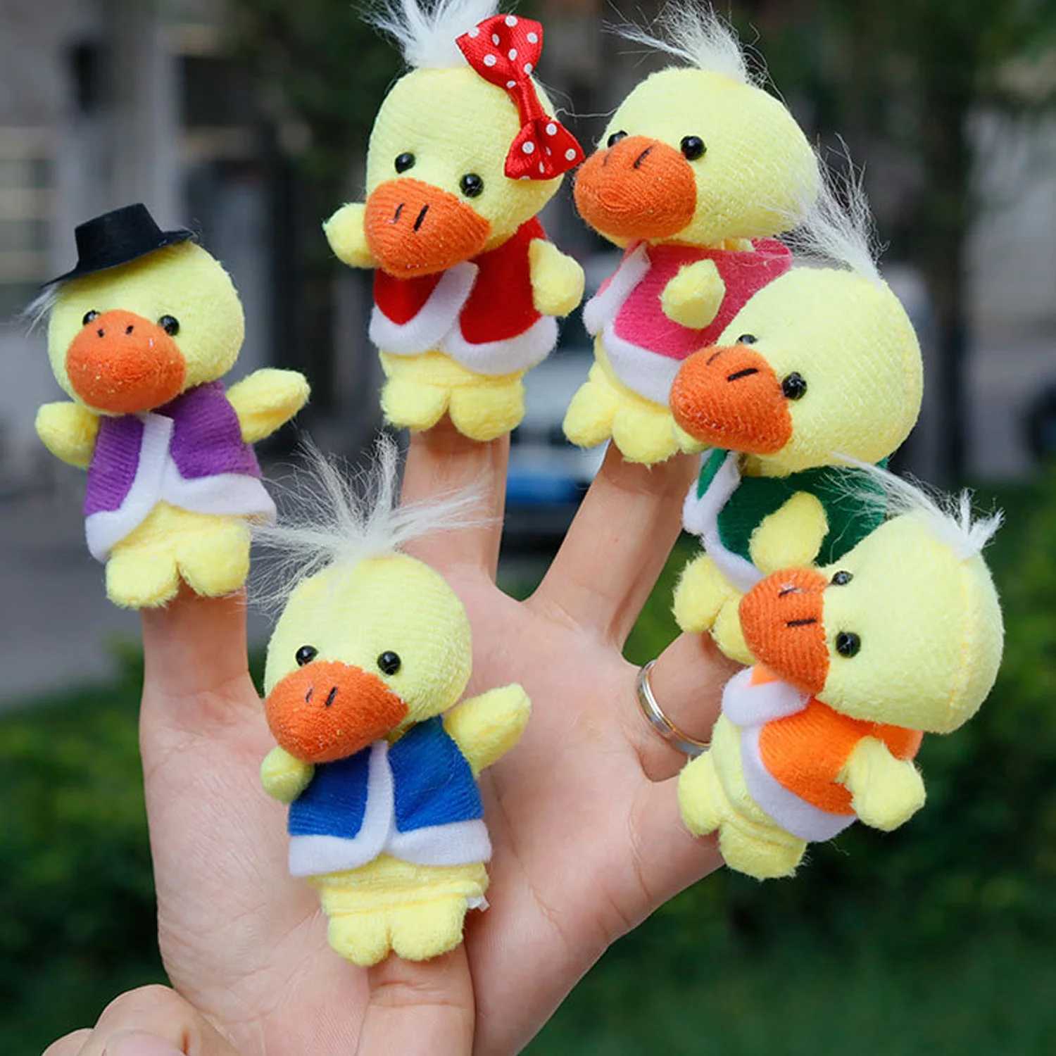 6PCS Animal Hand Puppet Duck Family Finger Puppet Plush Stuffed Toys for Kids Theater Story Telling Learning Baby Hand Doll Toys X250129