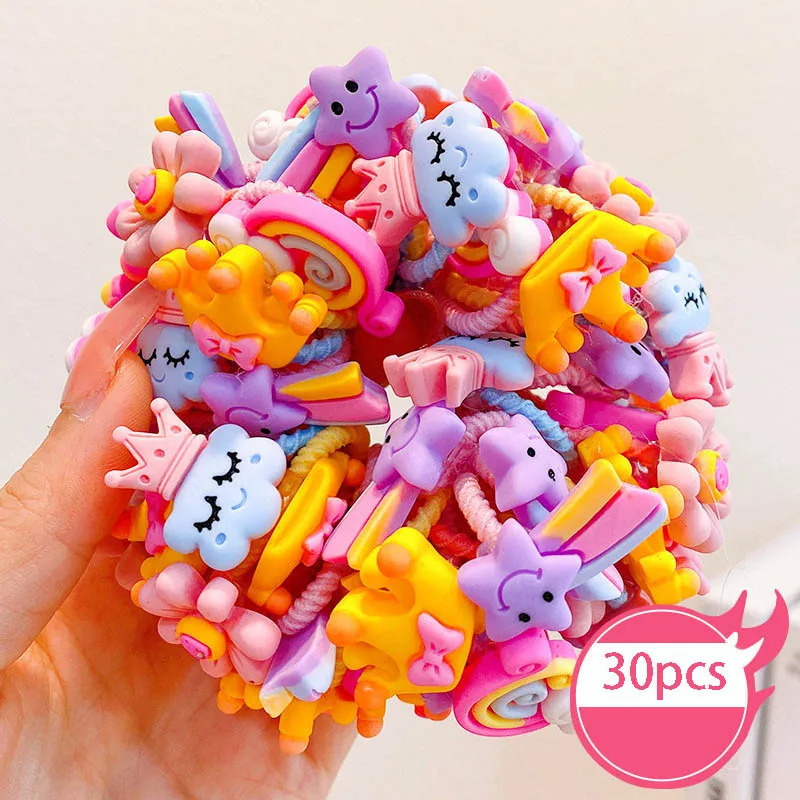 30pcs Childrens Hair Circles Small Size Girl Cute Flower Non Harmful High Elastic Headband Baby Tied Little Jiujiu Rub 250117