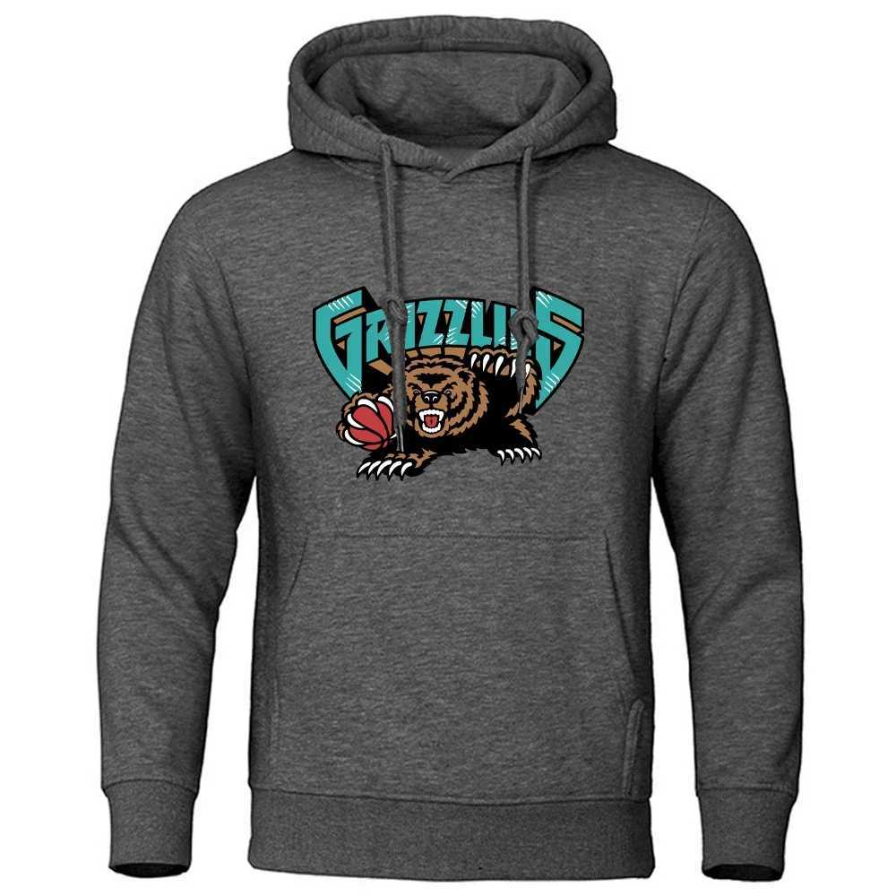 Grizzlies Print Street Style Hoodies Men Autumn Long Sleeve Pullover Tops Casual High Quality Outdoors ClothesXJ2500118