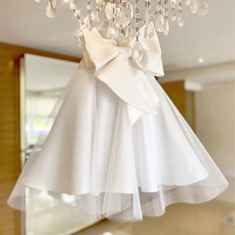Baby Girls Lace Bow Baptism Dress born Princess Birthday Custume Sleeveless Tutu Toddler Christening Kids Dresses for 250117