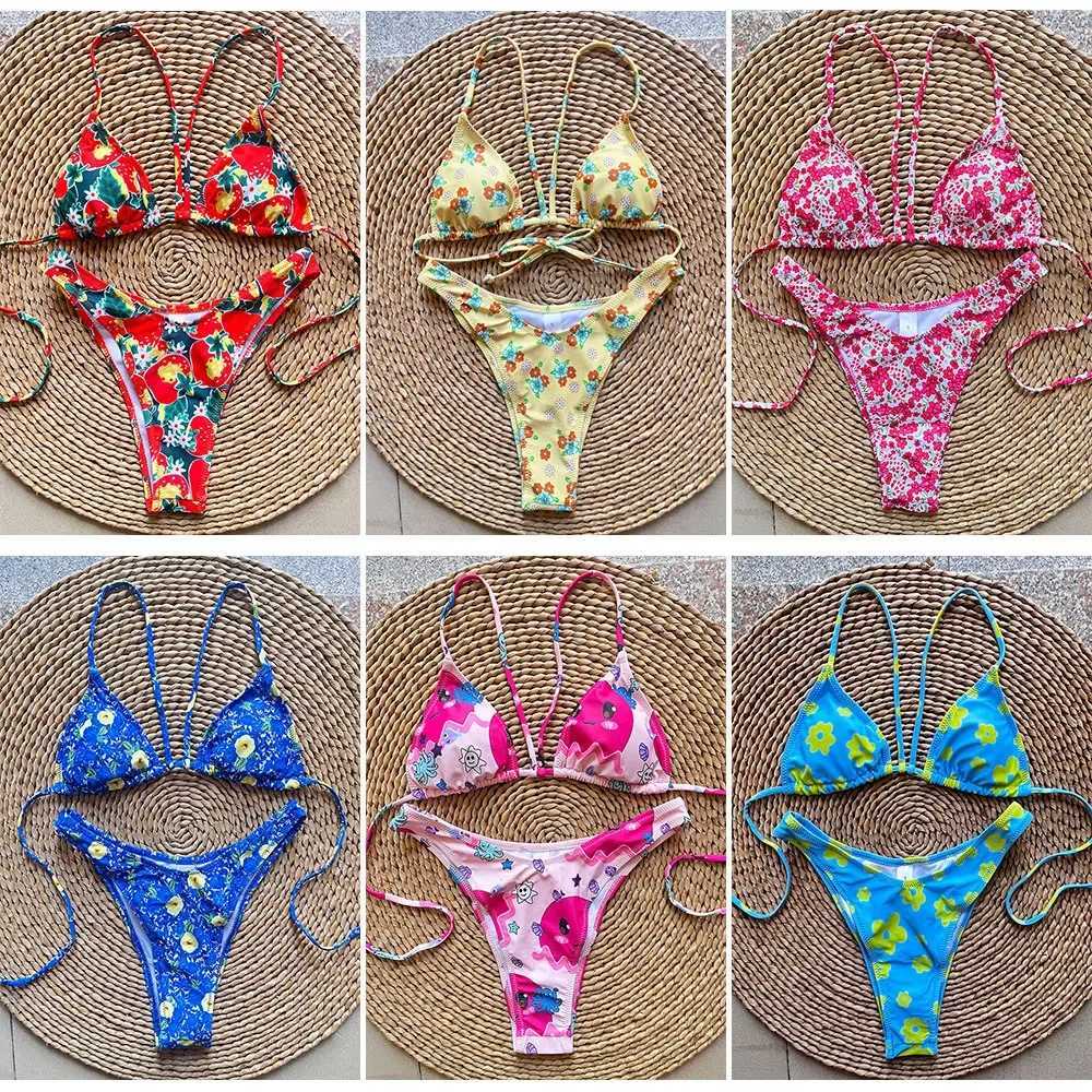Micro Brazilian Mini Bikini Set Swimming Suits Pads Bikinis 2024 Push Up Bathing Suits Coffee String Swimwear Women SwimsuitXJ250120