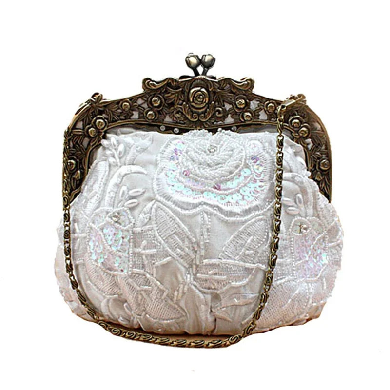 retro beaded night bag embroidered bag diamond sequin clutch handbag bridal bag 250120