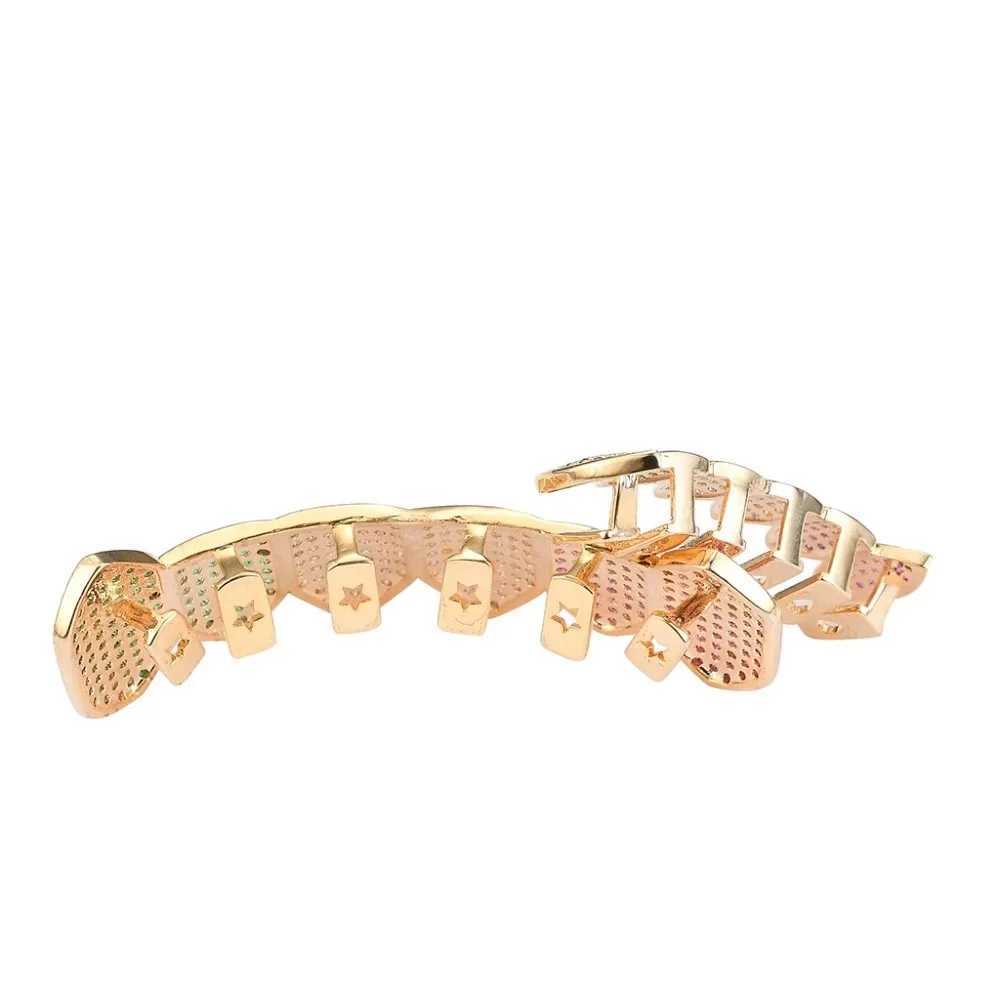 Multi-Color CZ Stones Teeth Grillz Caps Cubic Zircon Iced Out Micro Pave Top Bottom Charm Grills Set For Men Women JewelryXJ250114