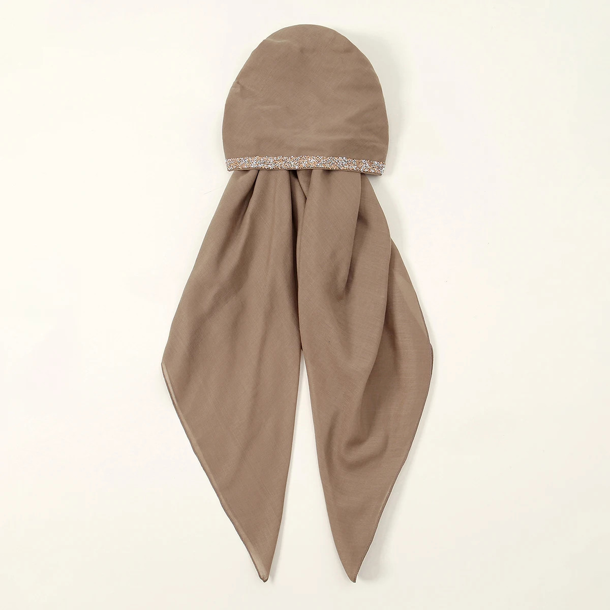 Shiny Rhinestone Instant Hijab Scarf for Women Muslim Turban Thin Breathable Polyster Headband Elastic Sleep Cap Wraps 250121
