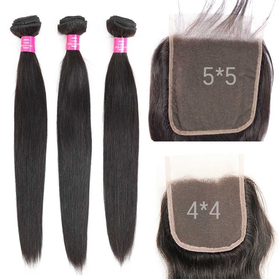 Human Hair Bundles with 5x5 6x6 Bigger Clo than 4x4 Malayisan Straight Hair 3 Bundles With Clo Fashow Remy Hair WeavesXJ250120