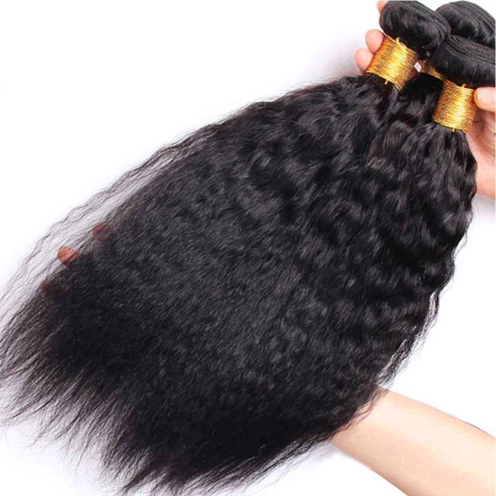 12A Raw Indian Kinky Straight 3 Bundles With Clo Human Hair Bundles With HD Frontal Yaki Straight Weave Bundles With FrontalXJ250120