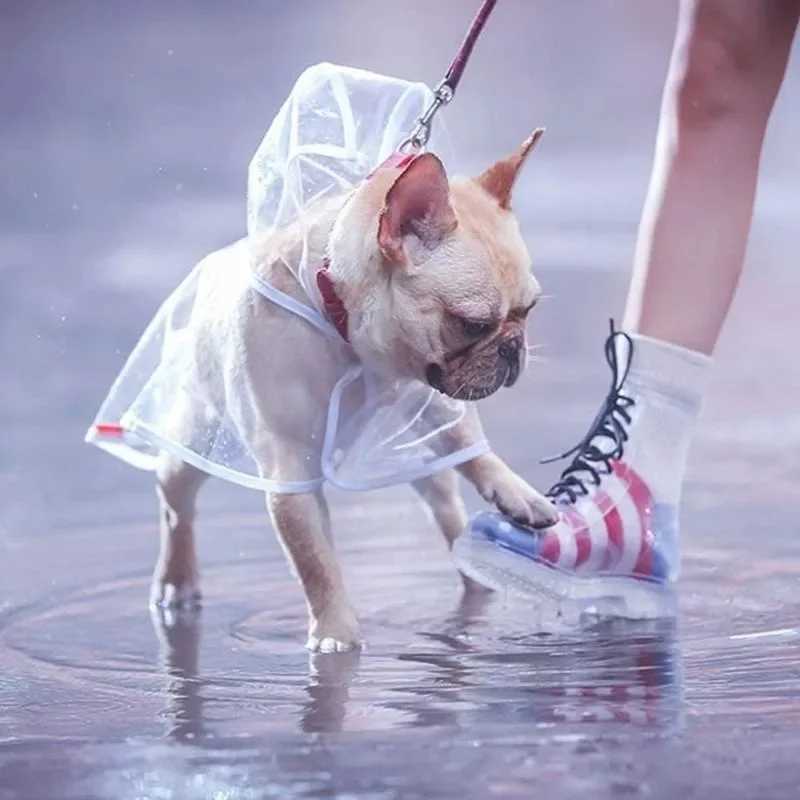 1pc Transparent Hooded Pet Dog Plastic Raincoat Dog Clothes Poncho For Small Dogs Little Puppy Pet Outdoor AccessoriesXJ250121