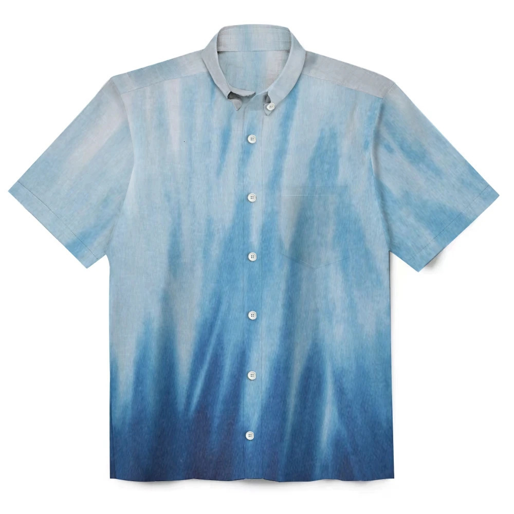 Customized Printed Men Short Sleeve Shirt n Your Own Tie Dye Pattern Simple y Button Up Tops Bamboo Cotton 250110