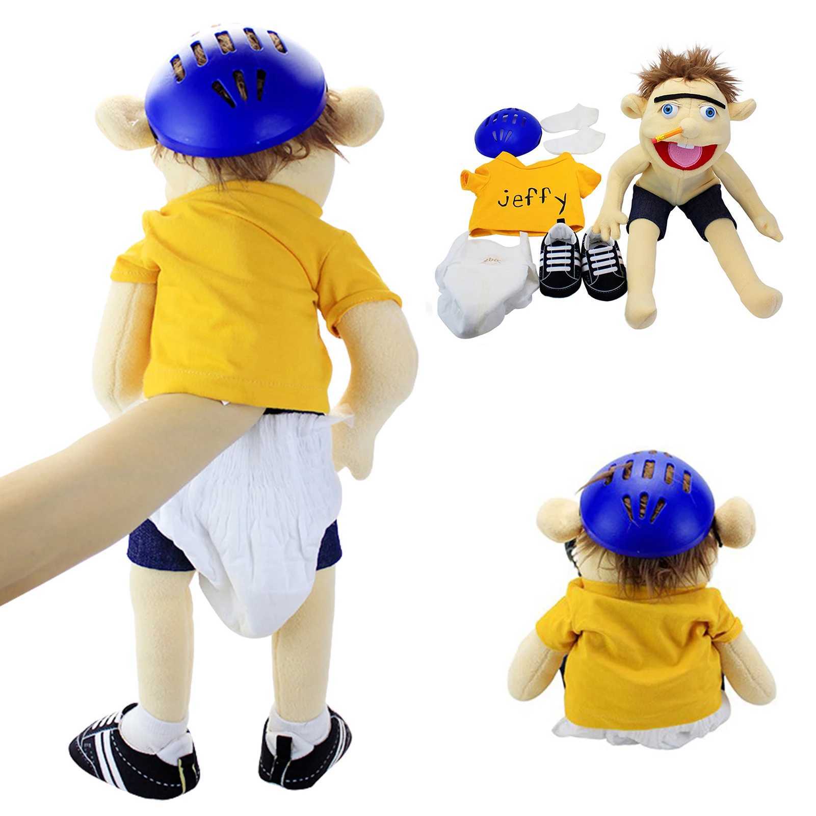 60cm Big Jeffy Boy Hand Puppet Plush Toy Detachable Childrens Soft Doll Talk Show Party Prop Puppet Stuffed Doll Childrens Gift X2501291