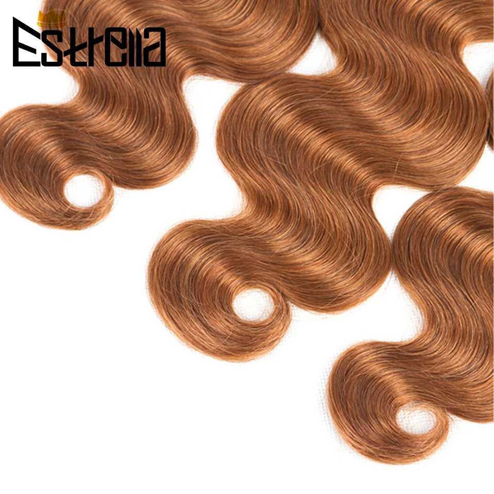 Gold Brown Body Wave Human Hair Bundles with Clo Brazilian Color 30 Remy Human Hair Bundles with 4x4 Lace Clo Free PartXJ250120