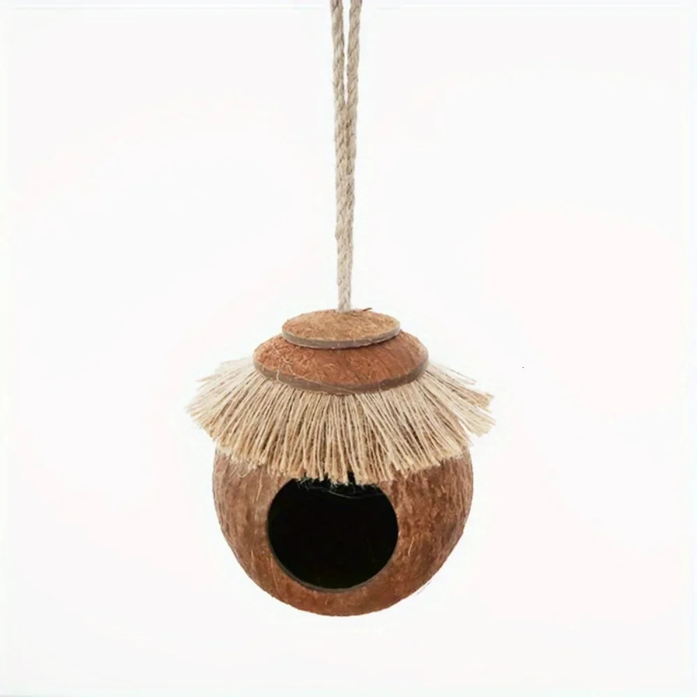 Hamster Parrot Honey Bag Glider Coconut Shell Nest Coconut Shell Breeding Nest with Ladder Toy Cage for Landscaping 250121