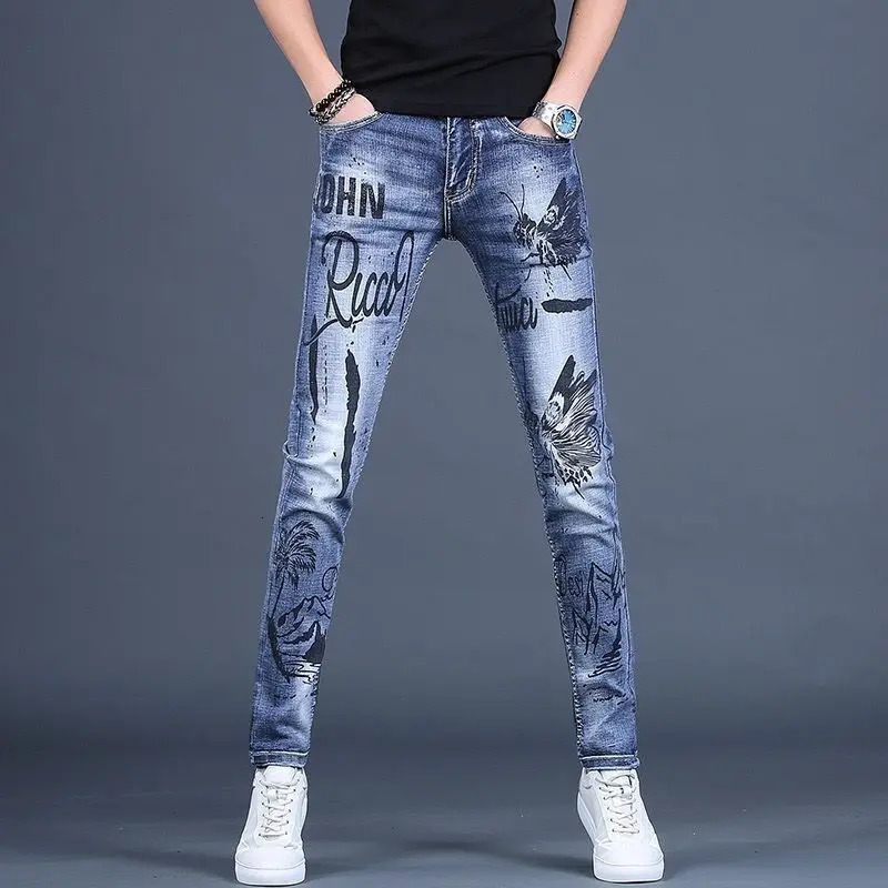 Jeans for Men Tapered Harem Mens Cowboy Pants Stylish Trousers Slim Fit Boot Cut y Casual Loose Stretch Harajuku Elastic Xs 250121