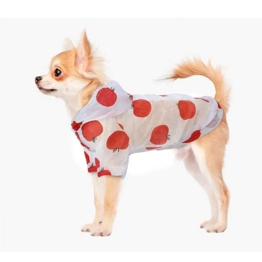 Dog Raincoat Sun-proof Clothing Summer Sun Protection Hoodie Small Dog Clothes Print Poncho For Small Medium Pets Puppy CatXJ250121