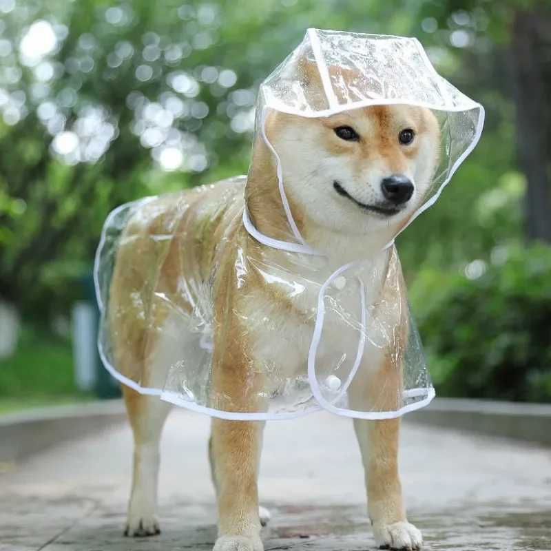 1pc Transparent Hooded Pet Dog Plastic Raincoat Dog Clothes Poncho For Small Dogs Little Puppy Pet Outdoor AccessoriesXJ250121