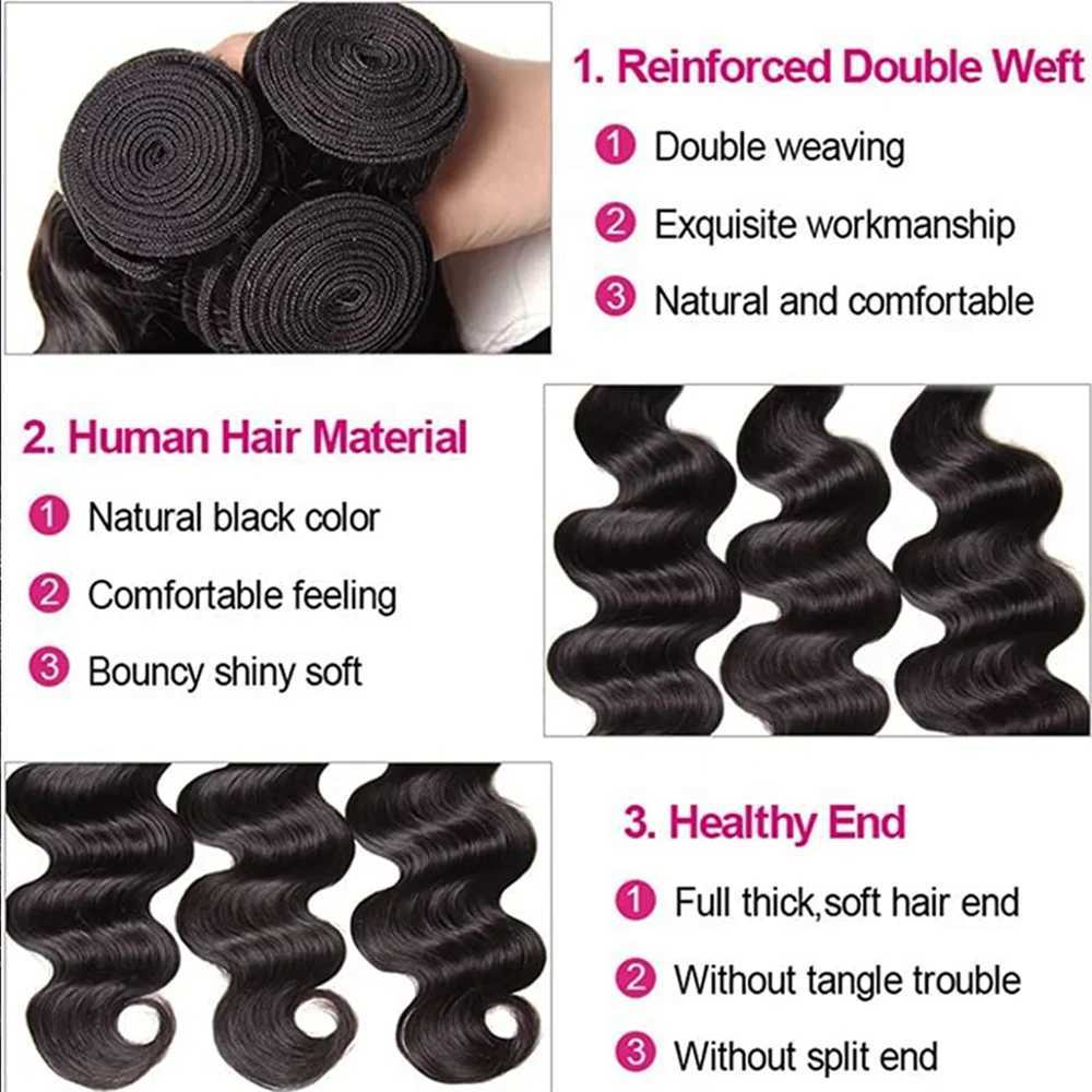 Body Wave Bundles With Clo 13x4 Brazilian Hair Weave 3 Bundles With 13x4 Lace Frontal 30 32 Inch Human Hair Bundle And FrontXJ250120