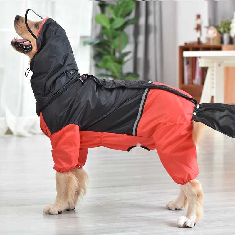 Dog Raincoat Hooded Dogs Rain Coat Dog Costumes for Large Dogs Tail All Cover Waterproof Raincoat Golden Retriever AccessoriesXJ250121