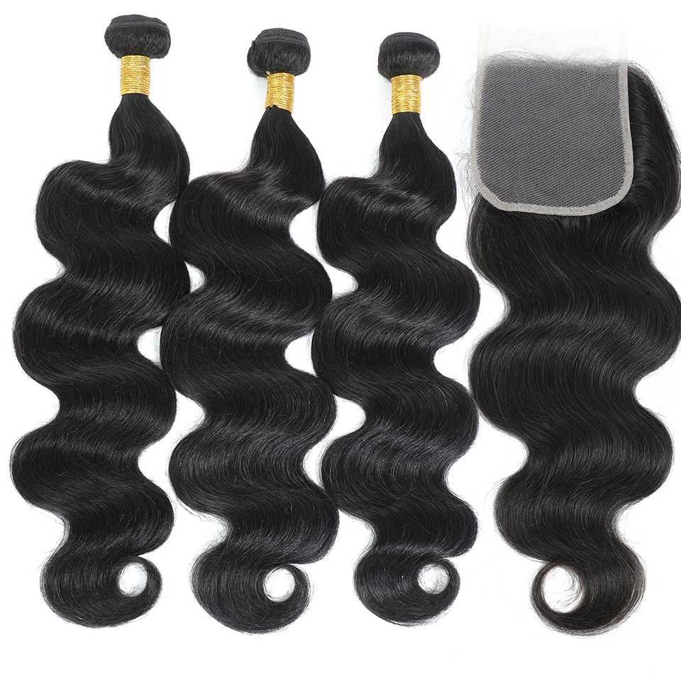 Wholesale Body Wave Human Hair Bundle With 4x4 13x4 HD Clo Frontal Hair Weave 3/4 Bundle With Clo 100% Remy Human HairXJ250120