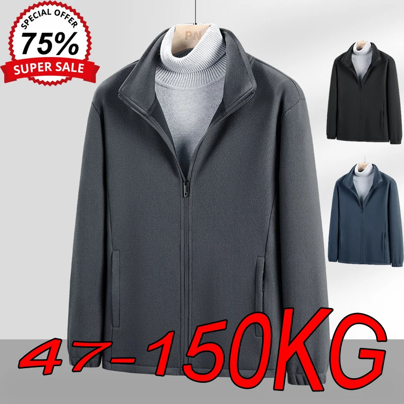 Mens Sweatshirts M-9XL Plus Size Autumn Winter Plus Velvet Thick Casual Warm Coat Large Size Lapel Solid Color Cardigan Jackets 250117