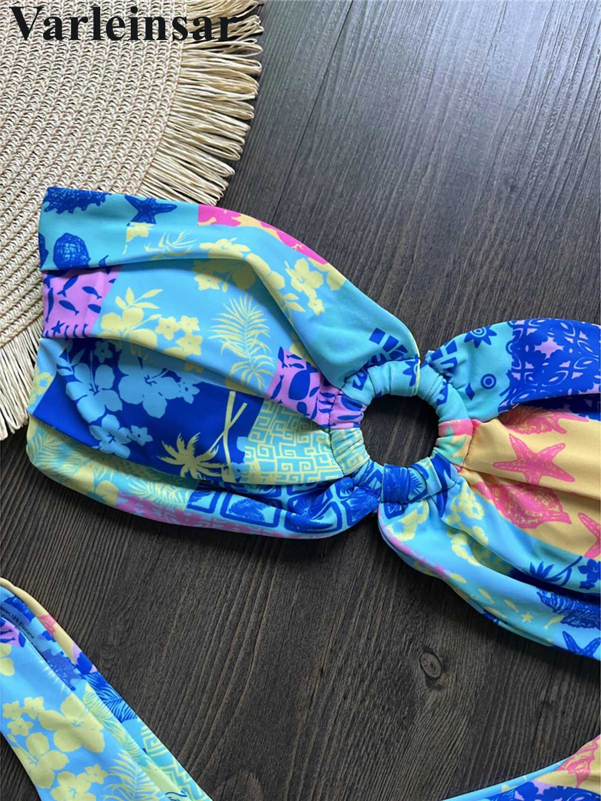 Sexy Colorful Floral Printed Bandeau Bikini Fe Swimsuit Women Swimwear Two-pieces Bikini set Bather Bathing Suit Swim V6137XJ250120