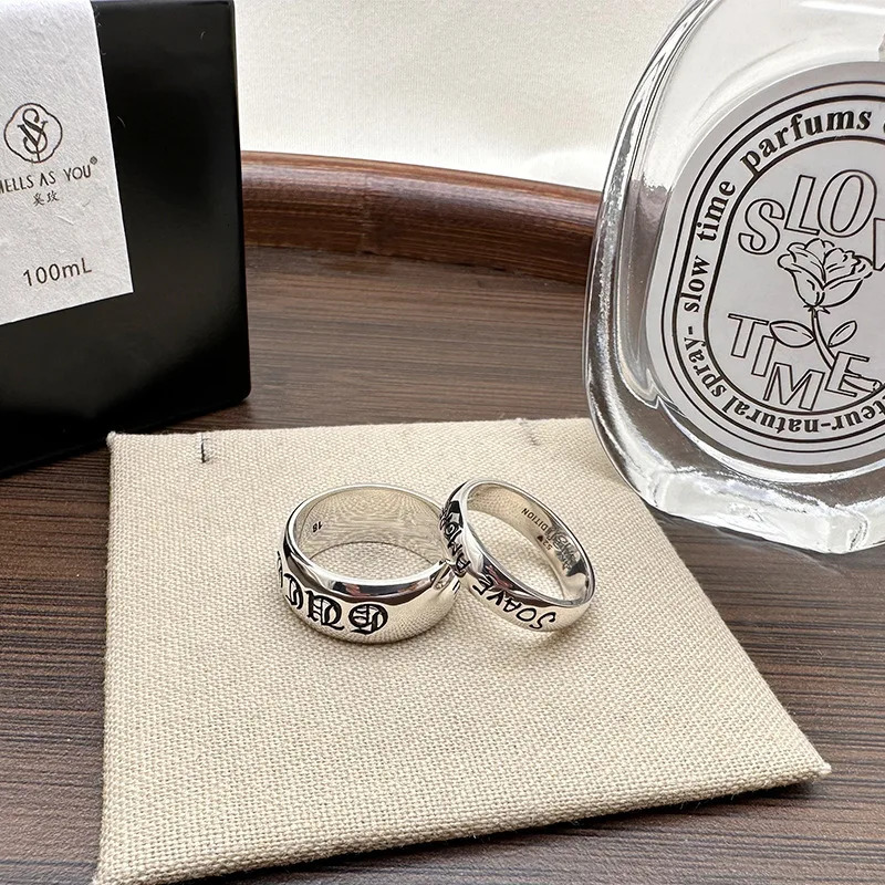 Classic retro trend 925 sterling silver couple ring for women fashion retro personality temperament atmospheric 250117