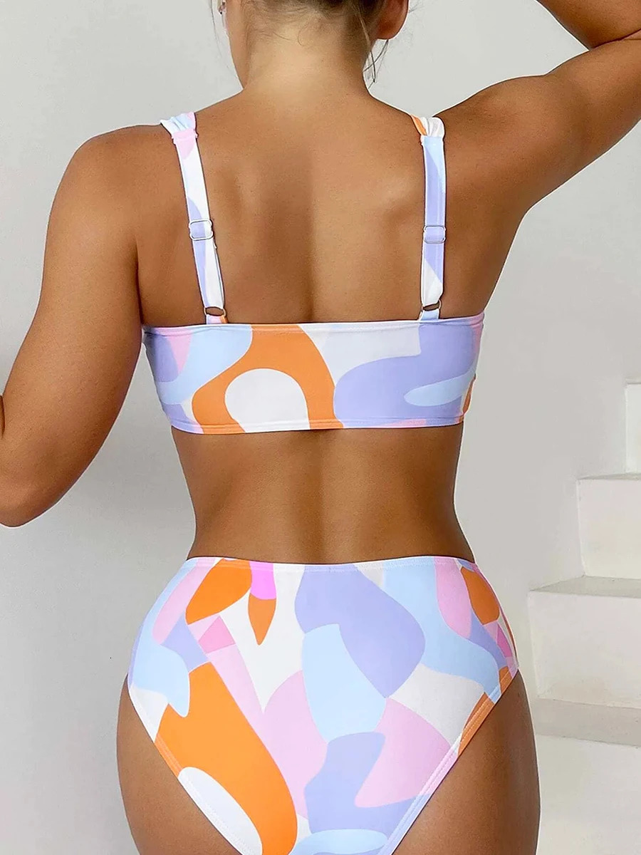 High Waist Bikini Swimsuit Woman Swimwear Female Sexy Bandeau Bikinis Sets Brazilian Beach Swimming for Women Bathing Suits 250120